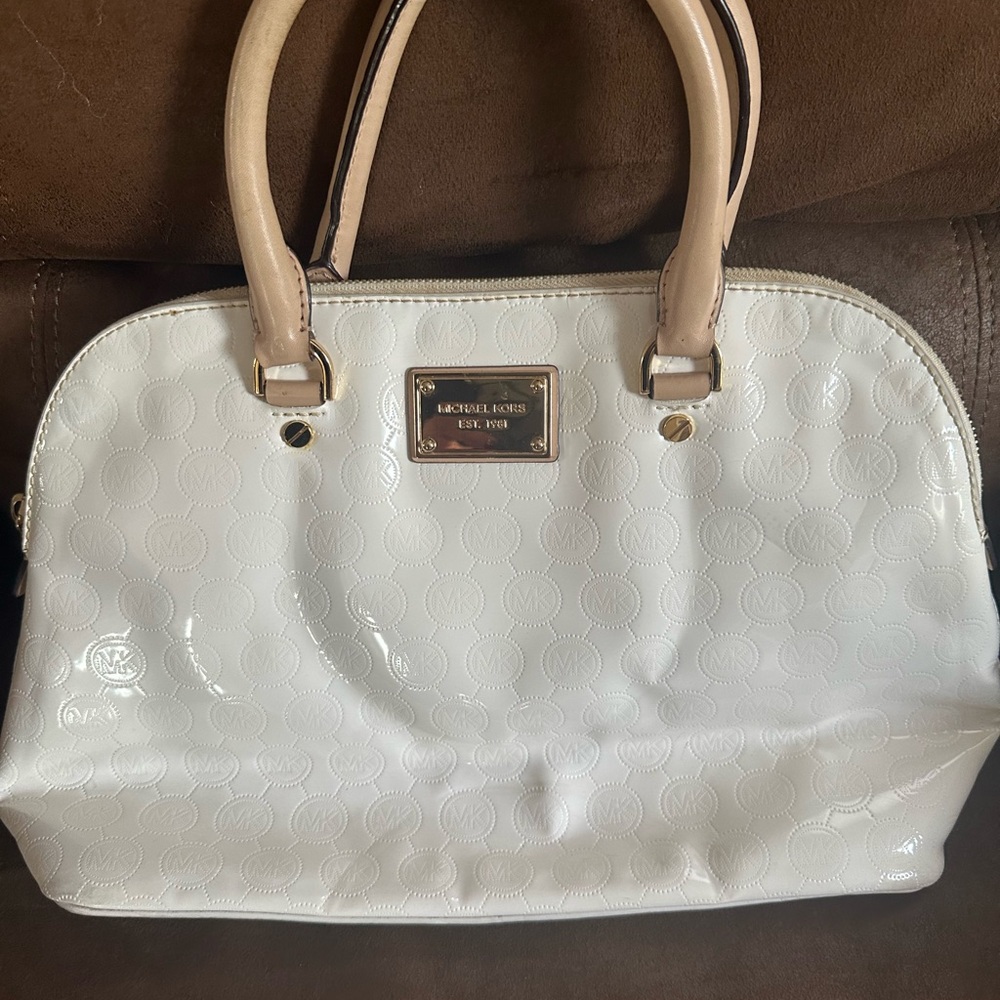 Michael Kors Cream and Tan Satchel